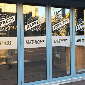 Frosted vinyl window graphics